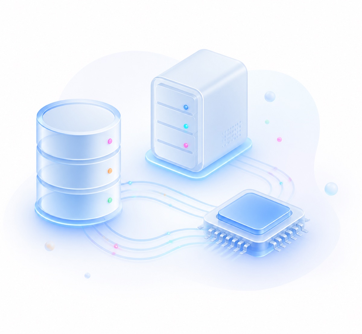 Illustratie van data, servers en rekenkracht